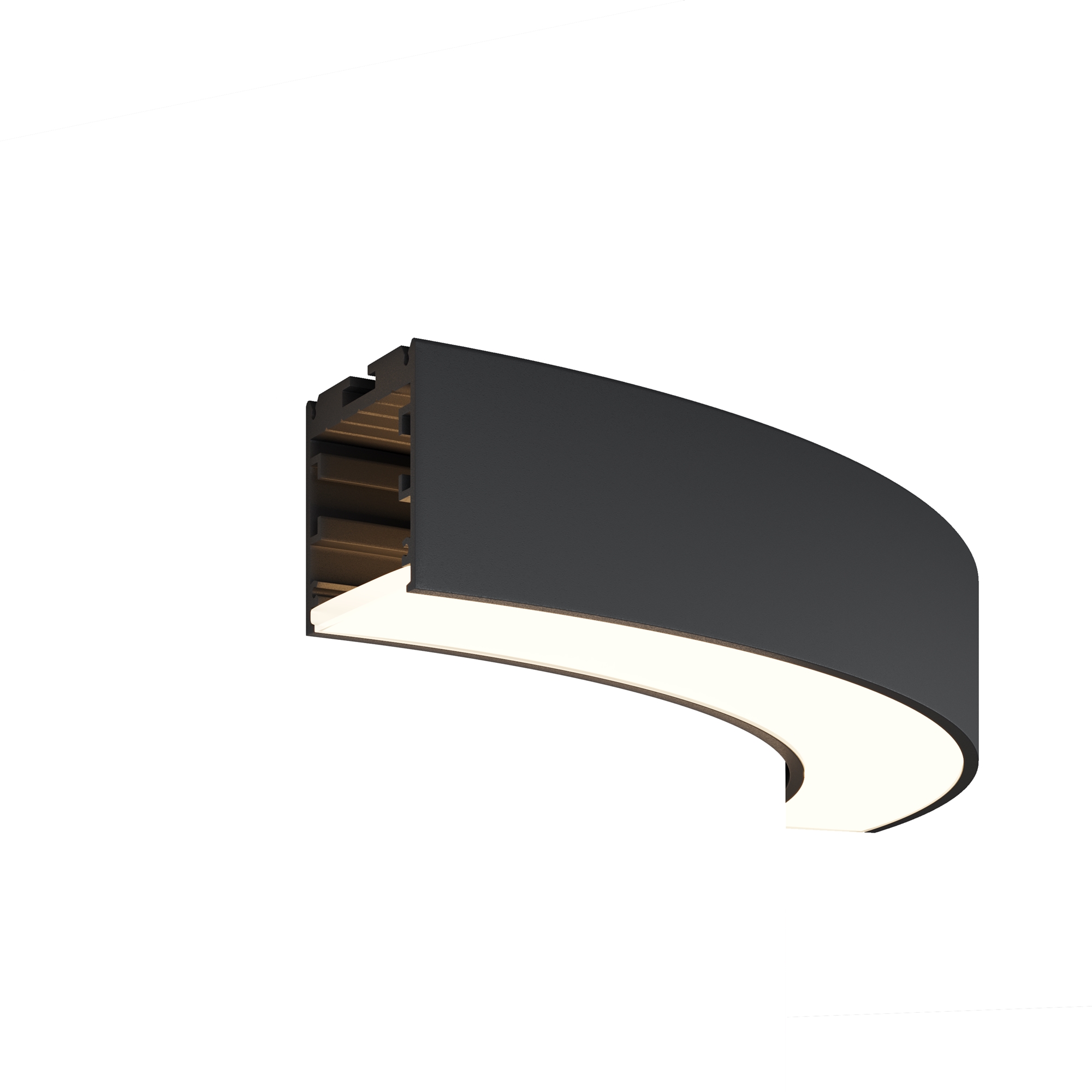 Радиусный профиль 35x35 Ø320мм 1/4 круга черный   Профиль Led Strip ALM-3535R-B-D-90°-0.3M