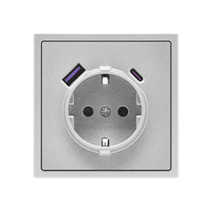 EU Socket with USB A+C 20W Light Grey