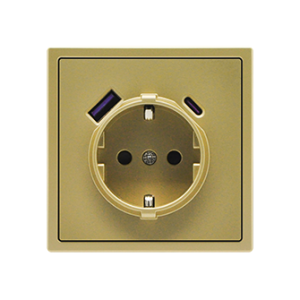 EU Socket with USB A+C 20W Gold