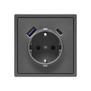 EU Socket with USB A+C 20W Grey