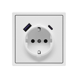 EU Socket with USB A+C 20W White