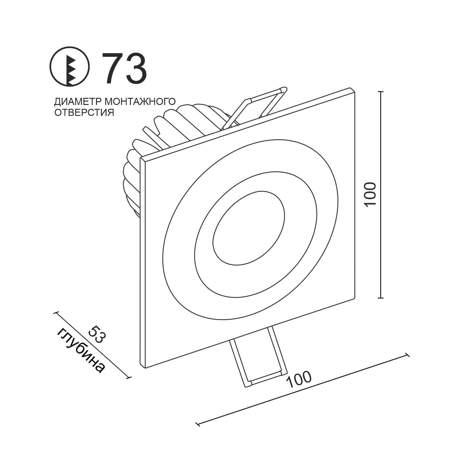 Встраиваемый поворотный светодиодный светильник Ledron LH07SB-R SQ Black-White 4000K TRIAC — изображение 3
