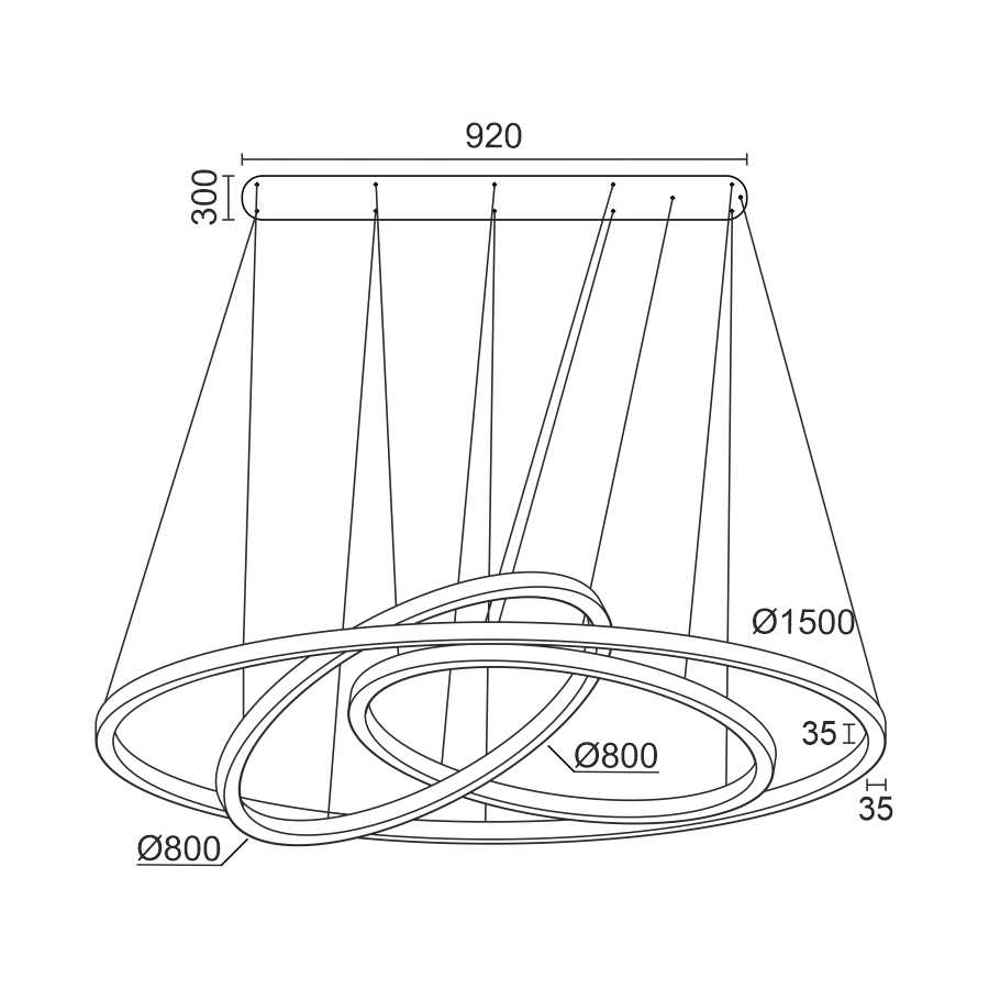 Подвесной светильник RING ORBITOS Black 3000K — изображение 3