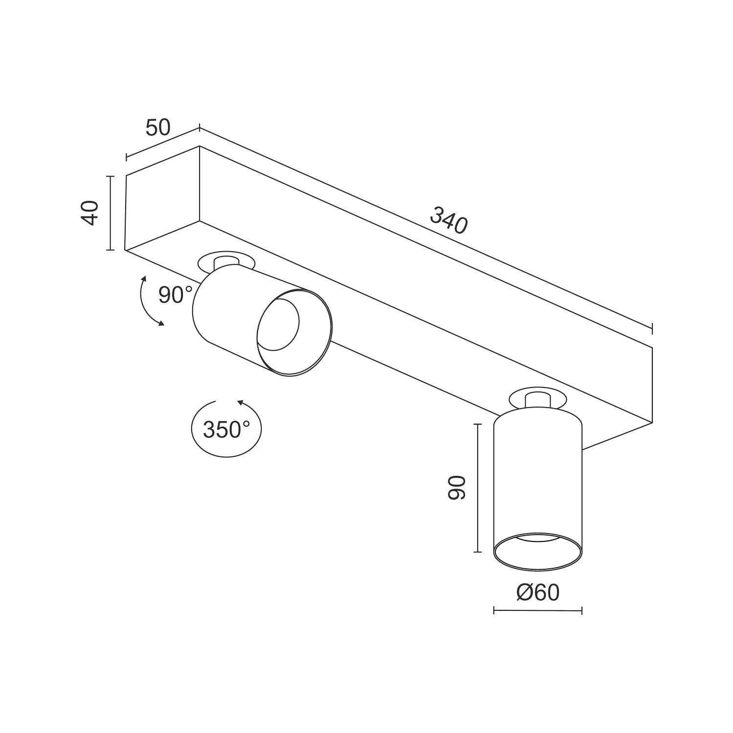 Накладной поворотный светодиодный светильник Ledron SAGITONY E2 S60 White-Gold — изображение 3