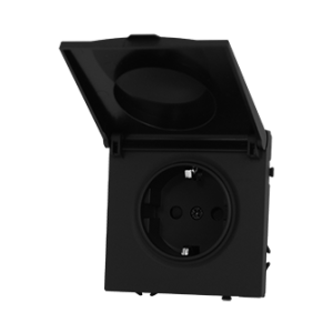 EU Socket with Waterproof Cover Black