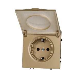 EU Socket with Waterproof Cover Gold