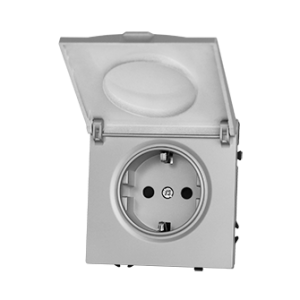 EU Socket with Waterproof Cover Light Grey