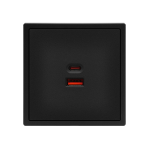 USB Socket A+C 65W Black