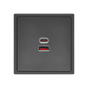 USB Socket A+C 65W Grey