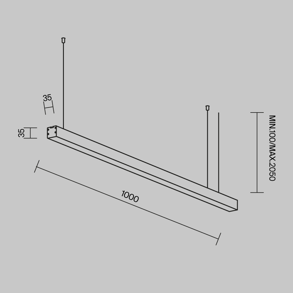 Линейный светильник подвесной 4000K 35x35 (Серебро, 1 м) LL312004 Линейный светильник Technical LL312004 — изображение 4