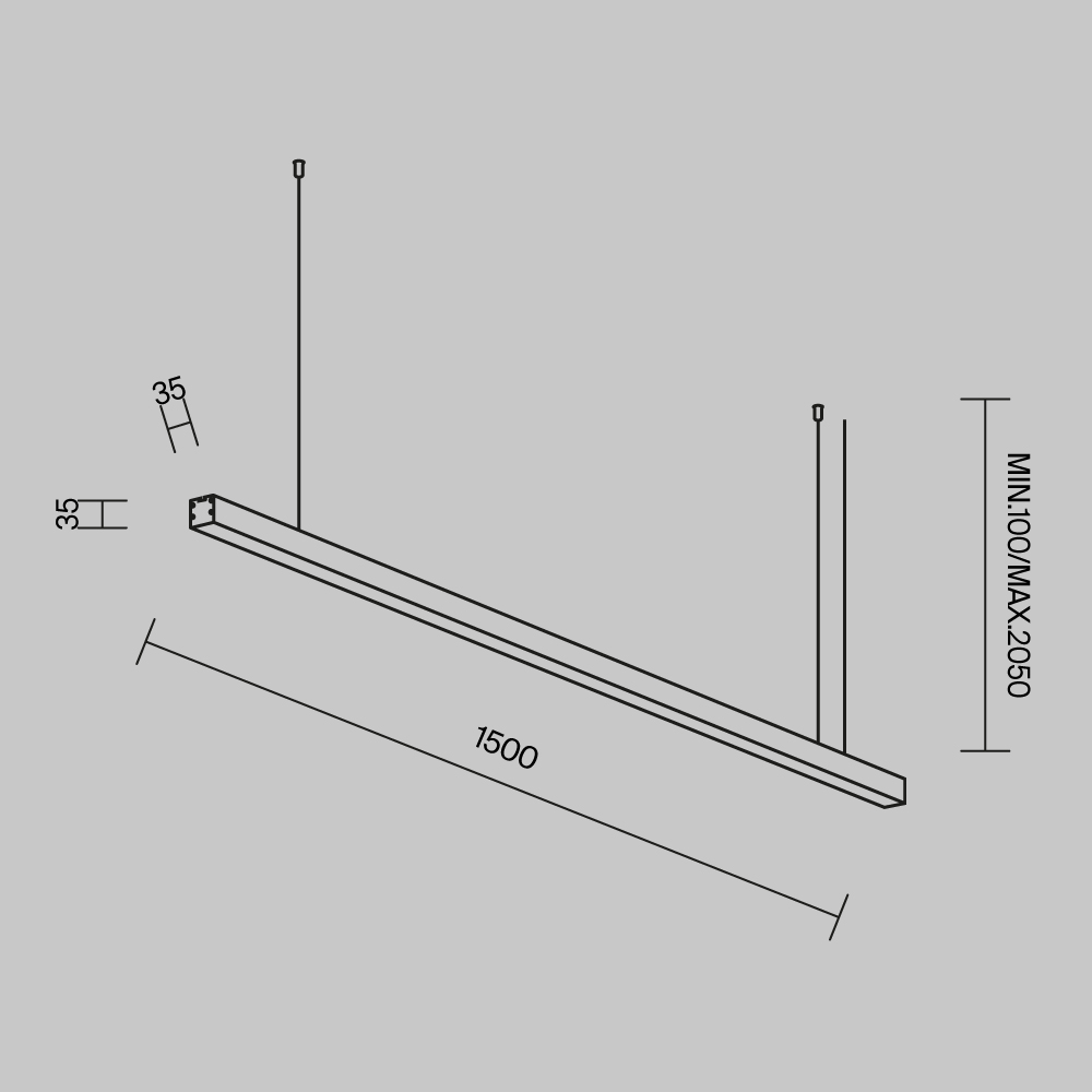 Линейный светильник подвесной 4000K 35x35 ( Черный, 1,5 м) LL312014 Линейный светильник Technical LL312014 — изображение 4
