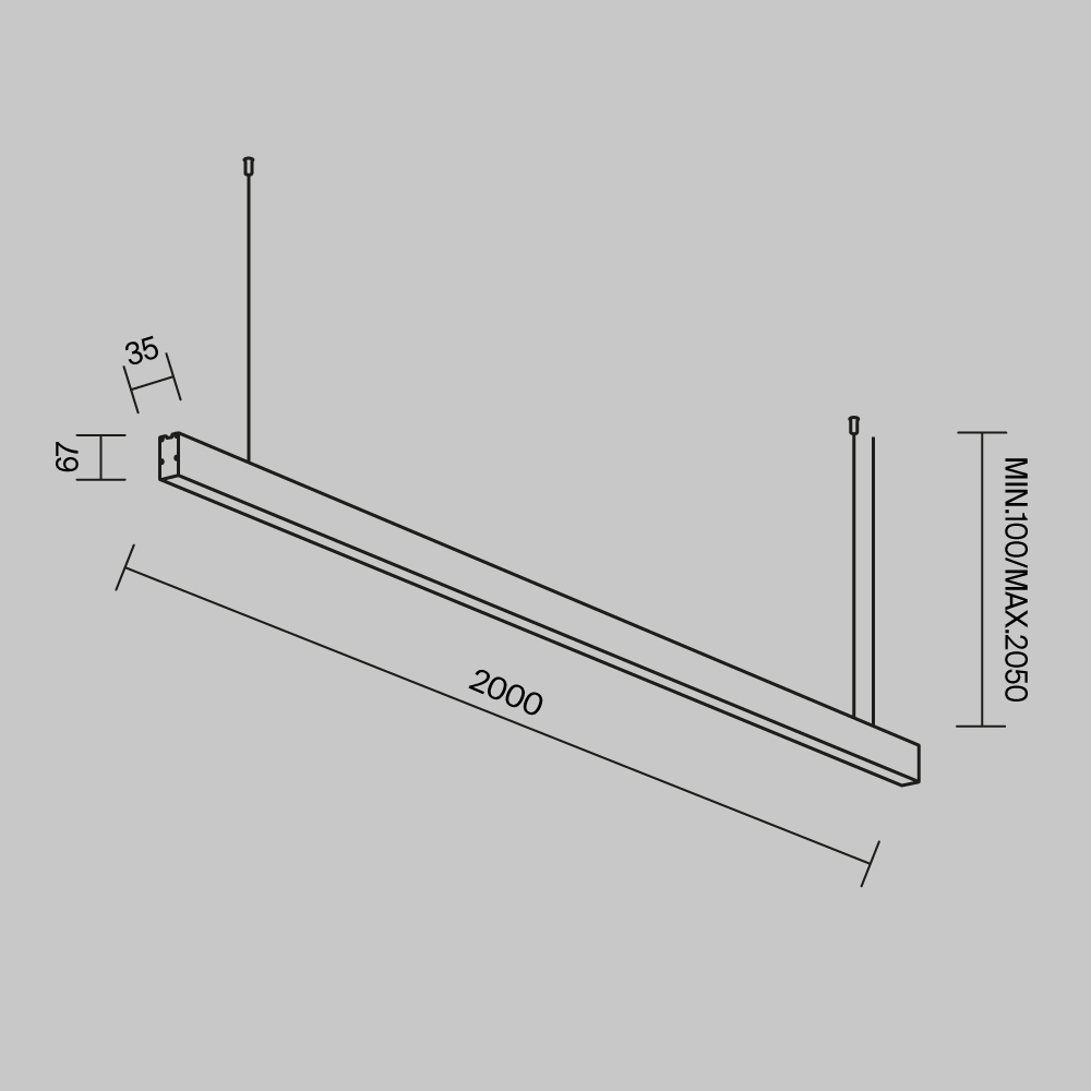 Линейный светильник подвесной 3000K 35x67 ( Черный, 2 м) LL312047 Линейный светильник Technical LL312047 — изображение 3