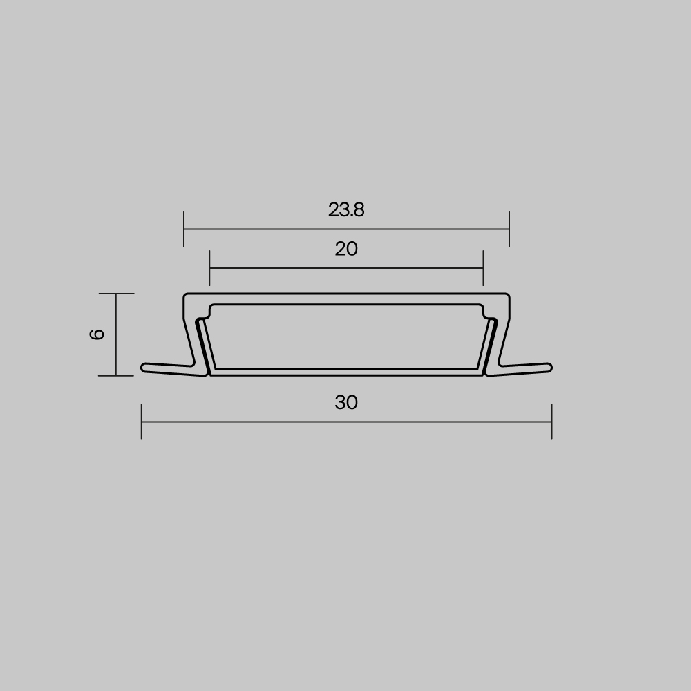 Алюминиевый профиль встраиваемый с накладным фланцем 30x6 (Серебро, 2 м), ALM-3006-S-2M 632018 Профиль Led Strip 632018 — изображение 4