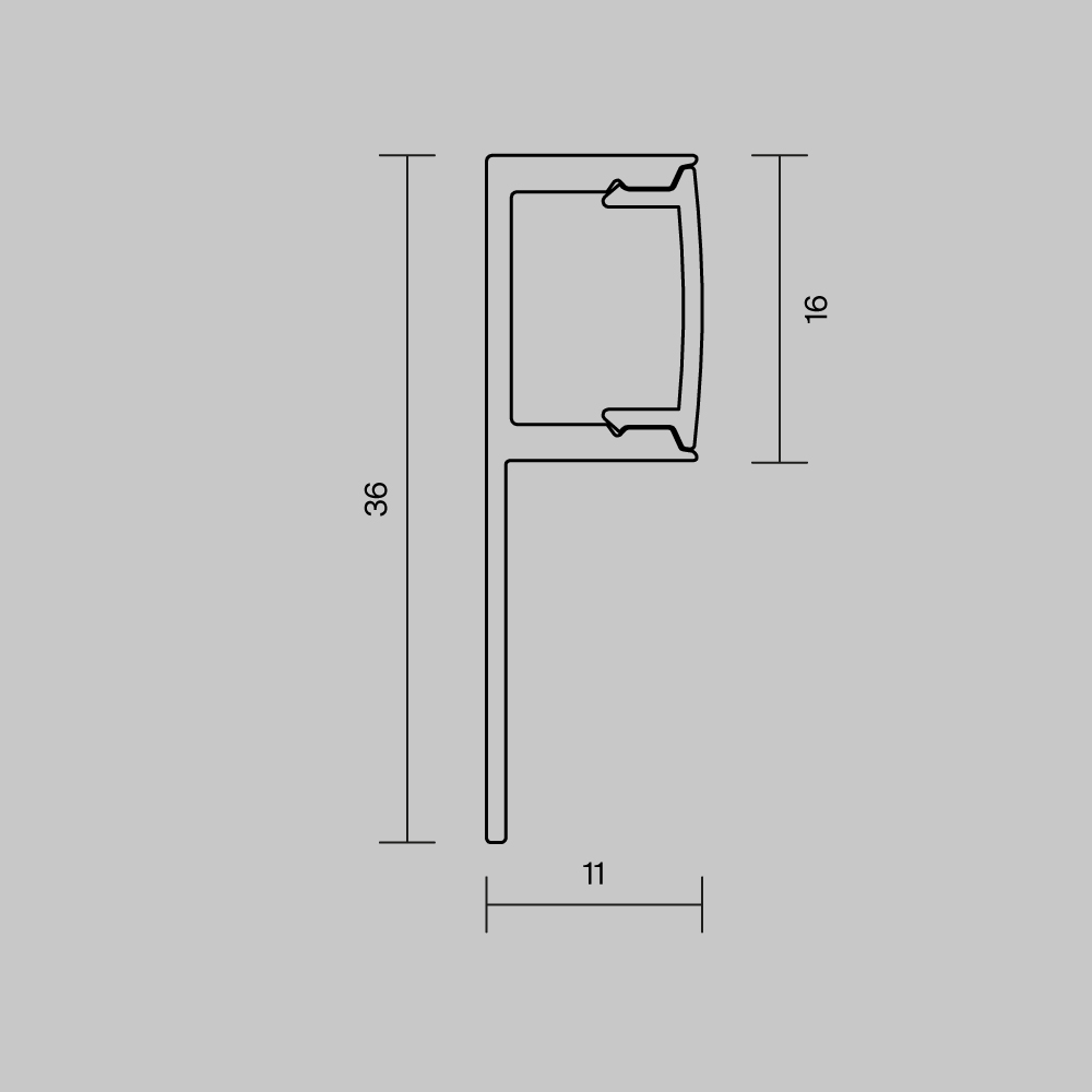 Алюминиевый профиль встраиваемый ALM-3611-S-2M Профиль Led Strip 636001 — изображение 4