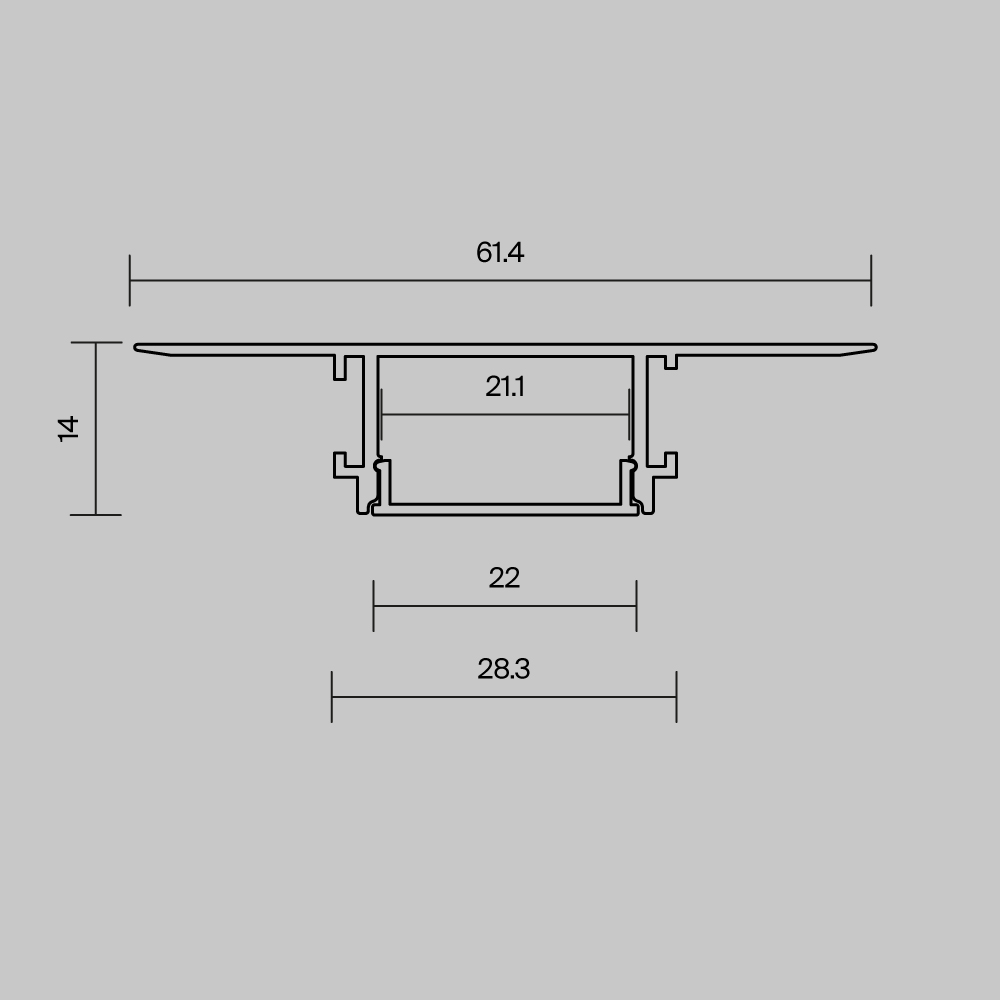 Алюминиевый профиль встраиваемый скрытого монтажа 61x14 (Серебро, 2 м), ALM-6114-S-2M 636019 Профиль Led Strip 636019 — изображение 4