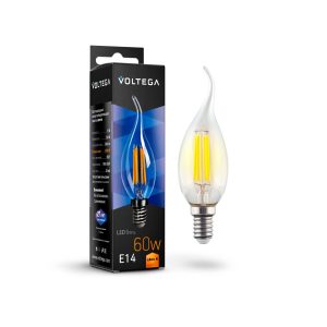 Светодиодная лампа Crystal Candle wind 6W 2800K E14 360° Лампочка Voltega 7017
