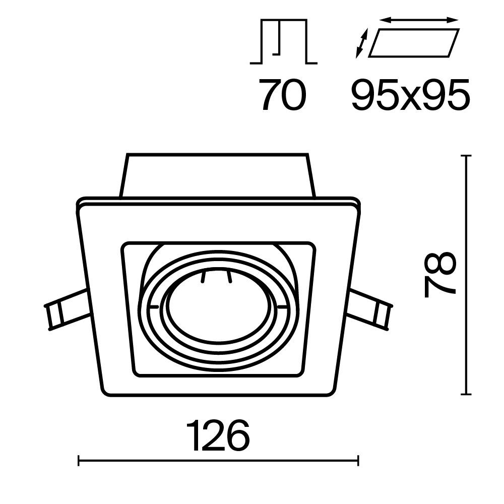 Встраиваемый светильник Metal Modern GU10 1x10Вт Встраиваемый светильник Technical DL008-2-01-B — изображение 2