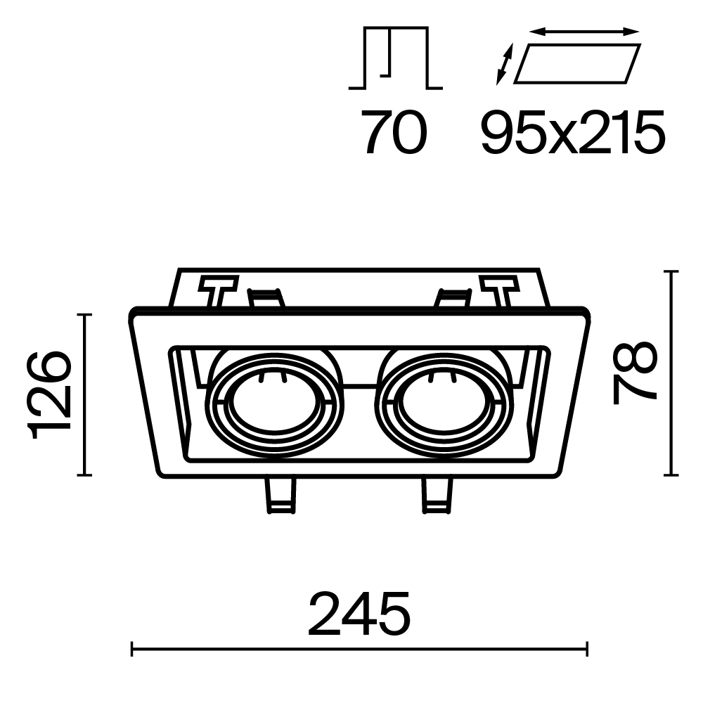 Встраиваемый светильник Metal Modern GU10 2x10Вт Встраиваемый светильник Technical DL008-2-02-B — изображение 2