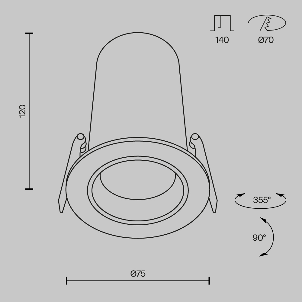 Встраиваемый светильник FOCUS LED 4000K 12Вт 60° Встраиваемый светильник Technical DL125-L12-4K-W — изображение 4