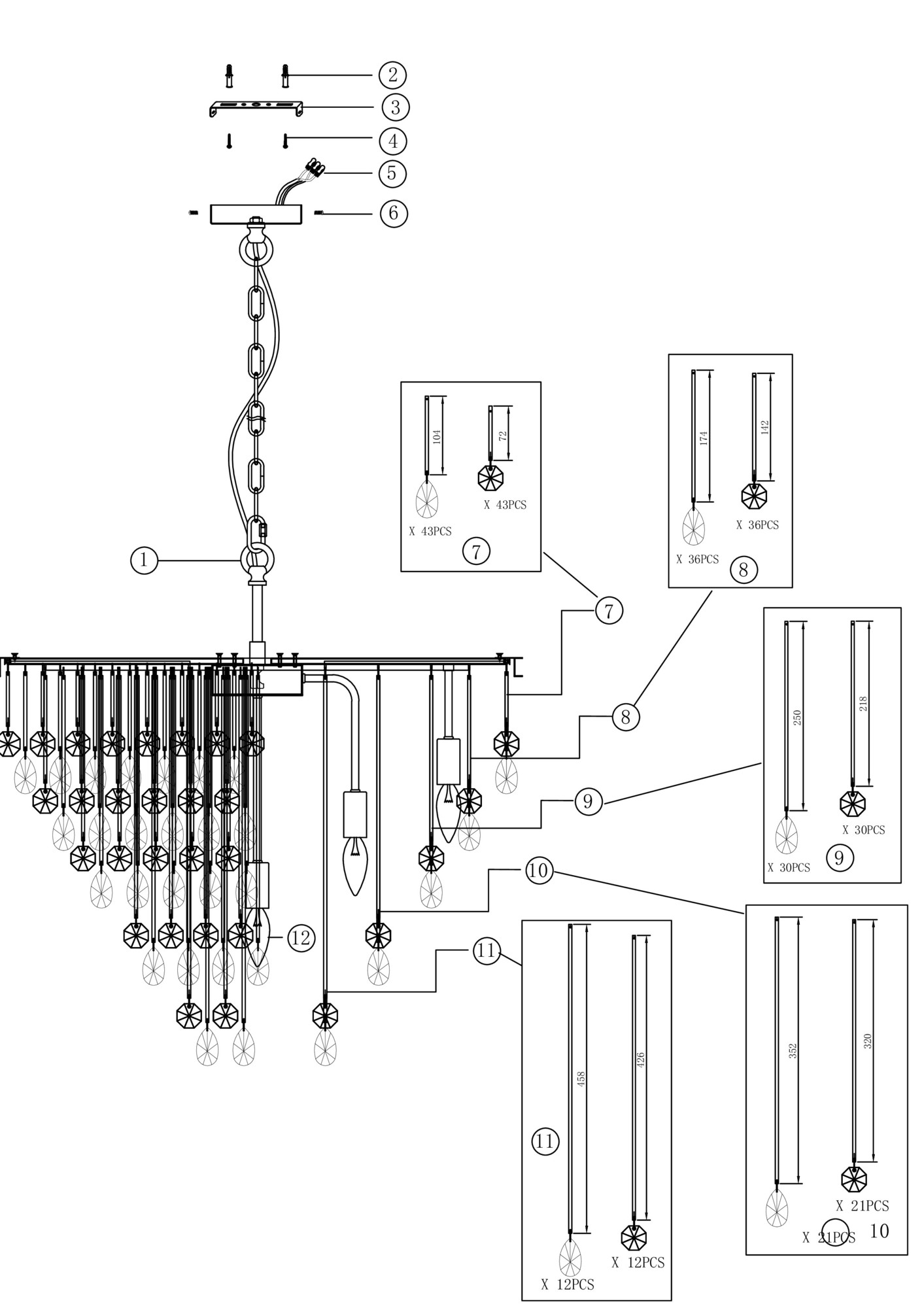 Подвесной светильник Linn E14x9 Подвесной светильник Maytoni MOD091PL-09G — изображение 3