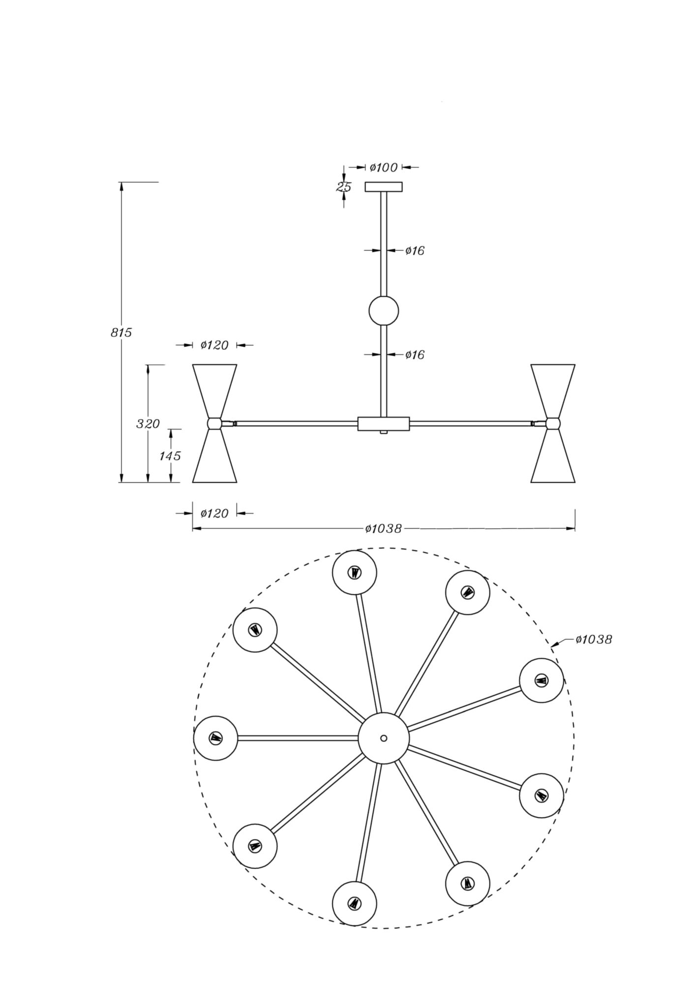 Подвесной светильник Vesper E14х18 Подвесной светильник Maytoni MOD108PL-18WG — изображение 2