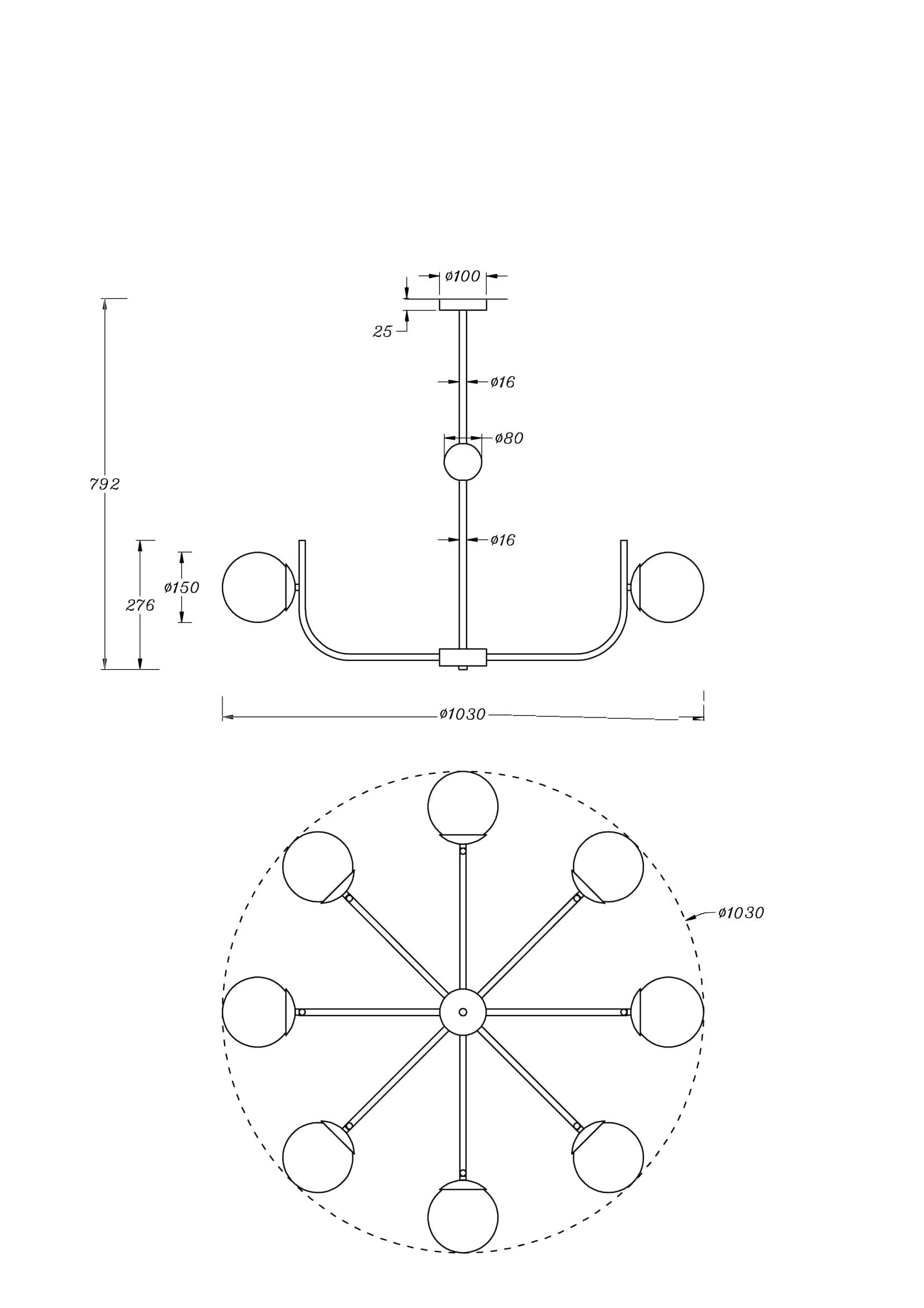 Подвесной светильник Rendez-vous E14х8 Подвесной светильник Maytoni MOD109PL-08BS — изображение 2