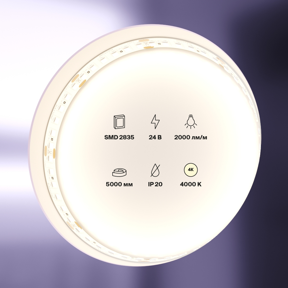 Светодиодная лента 24В 2835 20Вт/м 4000K 5м IP20 Светодиодная лента Led Strip 10155 — изображение 2