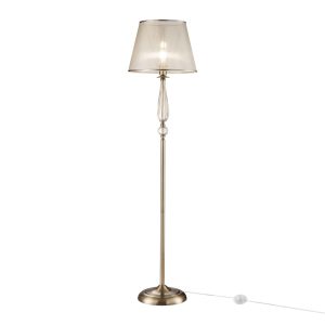 Серия в классическом стиле. Главное украшение светильников Inessa – декоративные элементы арматуры из прозрачного стекла коньячного оттенка. Абажуры выполнены из органзы и обрамлены тесьмой в цвет арматуры