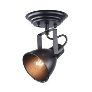 Споты – светильники для современных интерьеров. Арматура и плафоны сделаны из выкрашенного в черный цвет металла. Стильные