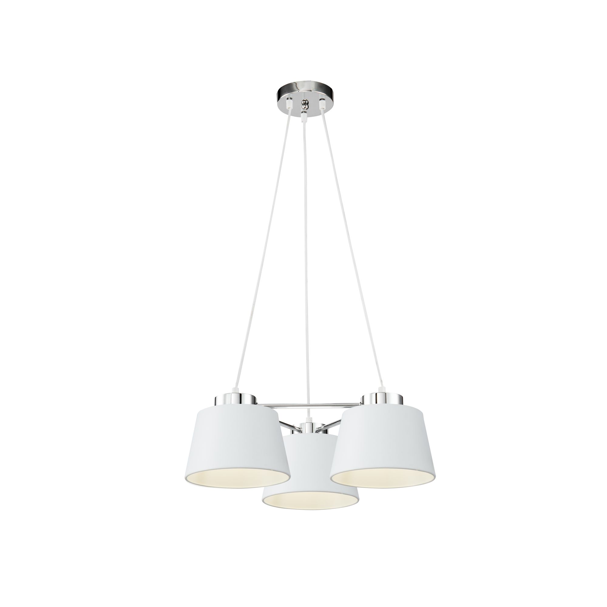 Светильники серии Barbara словно парят над помещением. Этот эффект достигнут благодаря светлому цвету арматуры и плафонов. Арматура и плафоны сделаны из металла. Цвет арматуры - хром