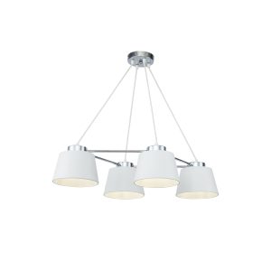 Светильники серии Barbara словно парят над помещением. Этот эффект достигнут благодаря светлому цвету арматуры и плафонов. Арматура и плафоны сделаны из металла. Цвет арматуры - хром