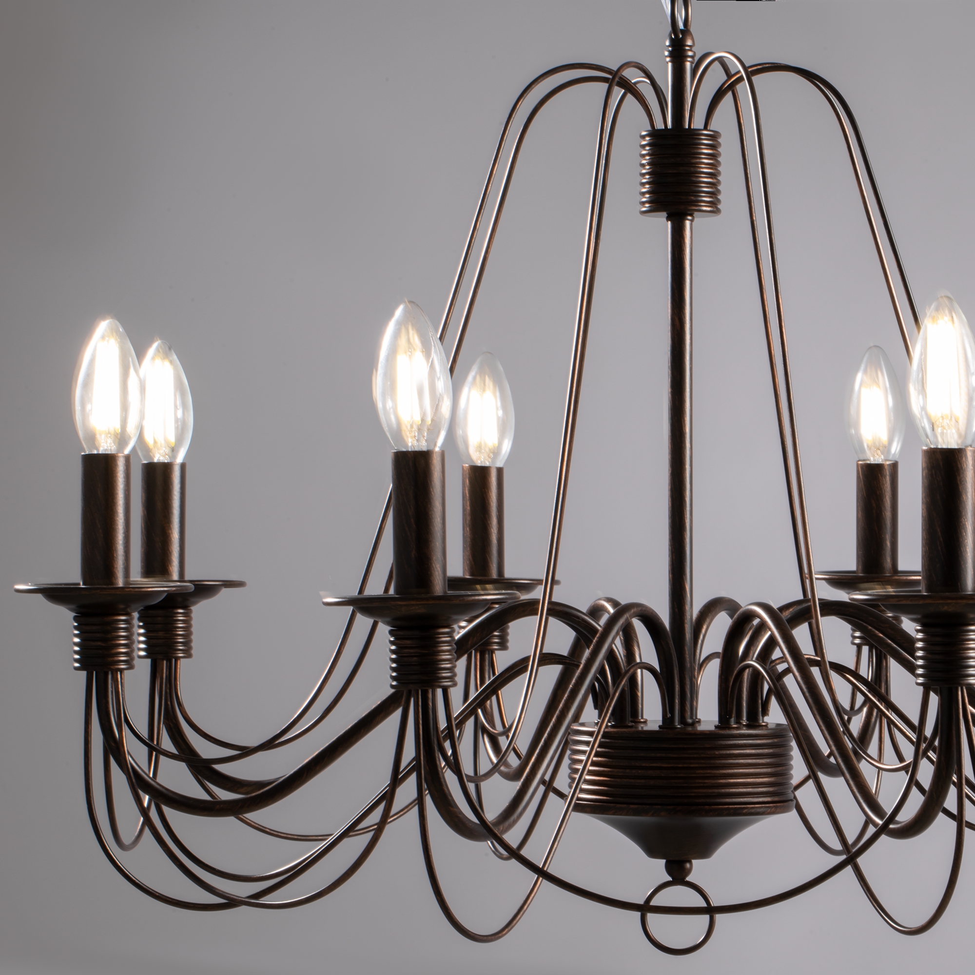 обвитых веревкой. Серия имеет два цвета - белый с золотом и коричневый. Люстра Freya FR2046-PL-08-BR