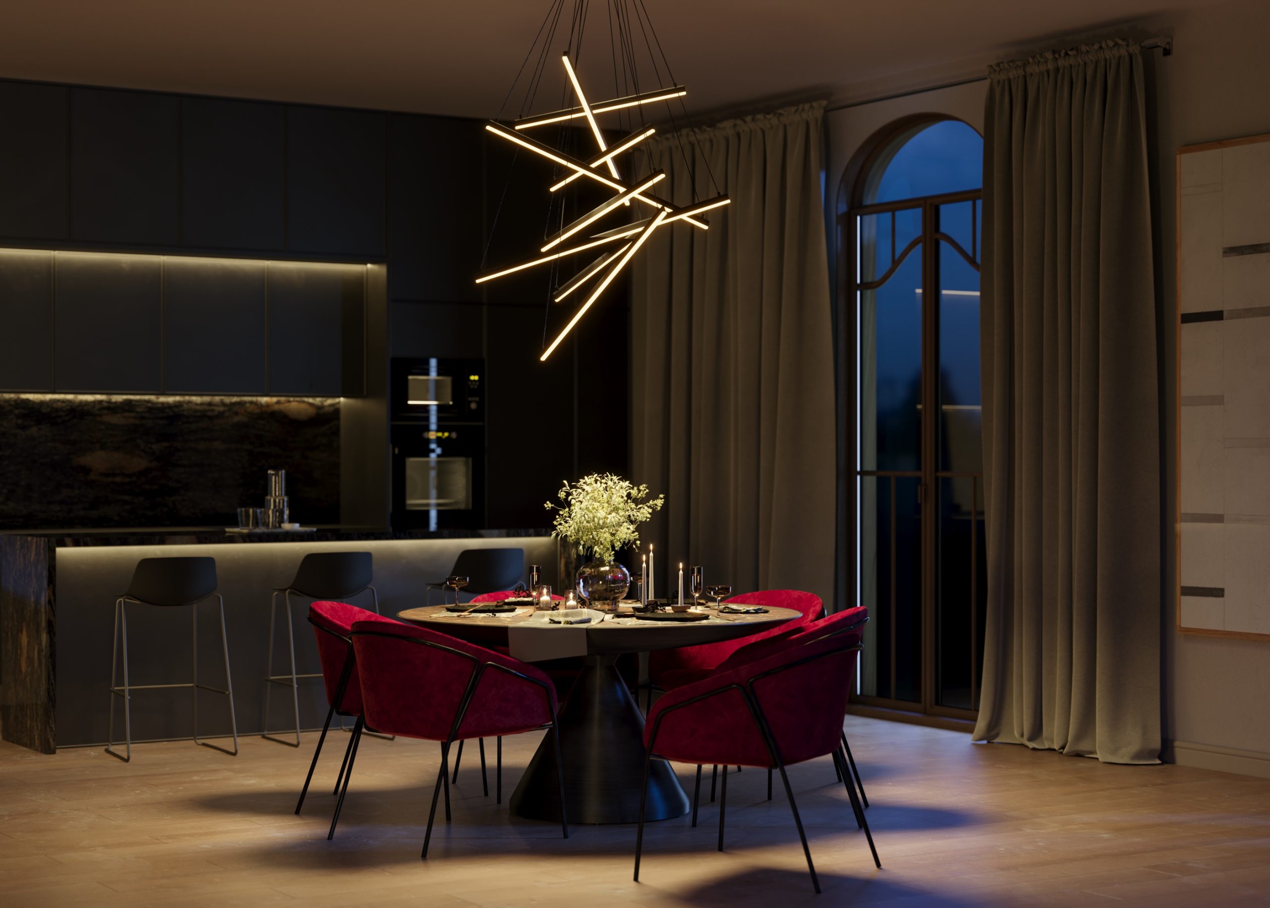 Подвесной светильник Line 3000-4000К 90Вт Подвесной светильник Maytoni MOD016PL-L96BK — изображение 2