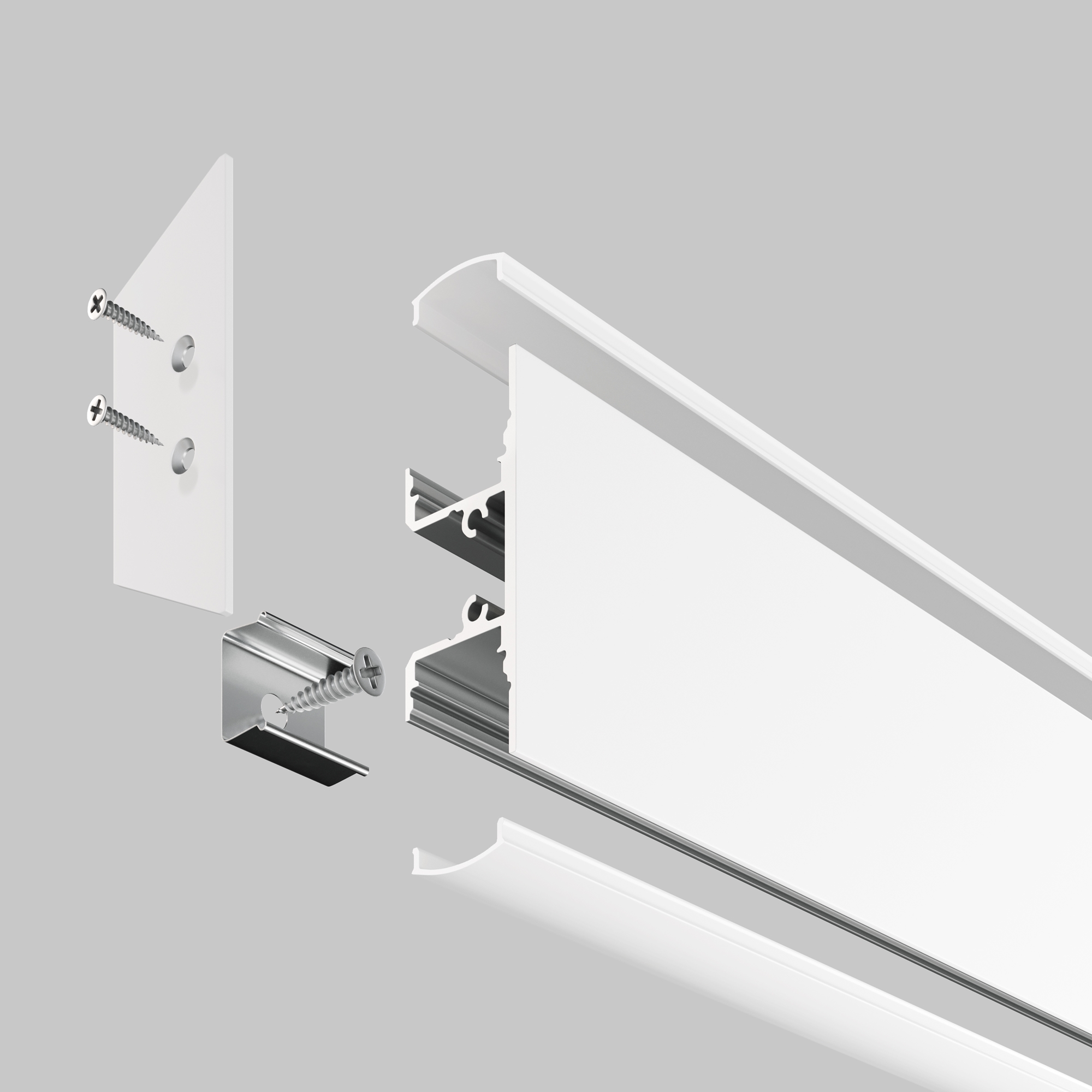 Алюминиевый профиль накладной 18×48 (Белый, 2 м), ALM-1848-W-2M Профиль Led Strip ALM-1848-W-2M — изображение 4