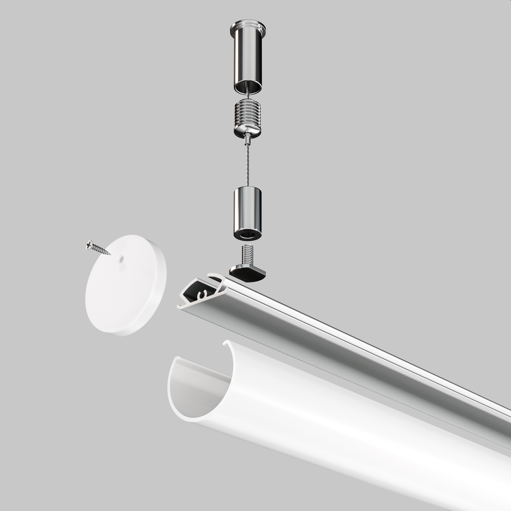 Алюминиевый профиль подвесной D30 (Серебро, 2 м), ALM-D30-S-2M Профиль Led Strip ALM-D30-S-2M — изображение 4