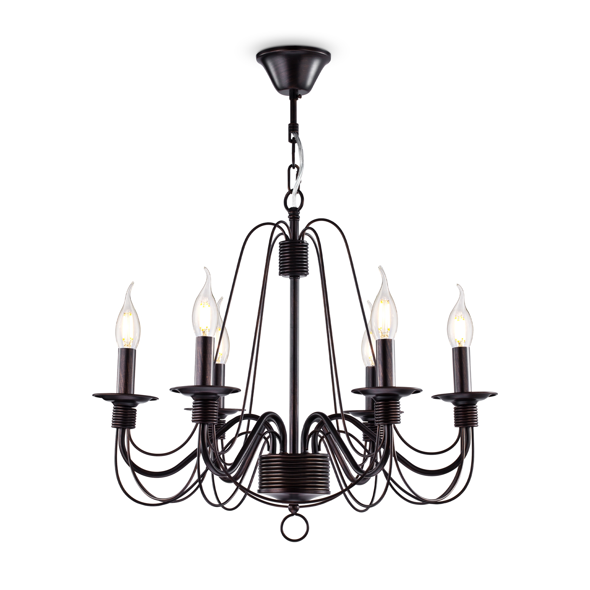 Серия светильников в классическом стиле. Подсвечники и основание для крепления рожков выполнены в виде катушек