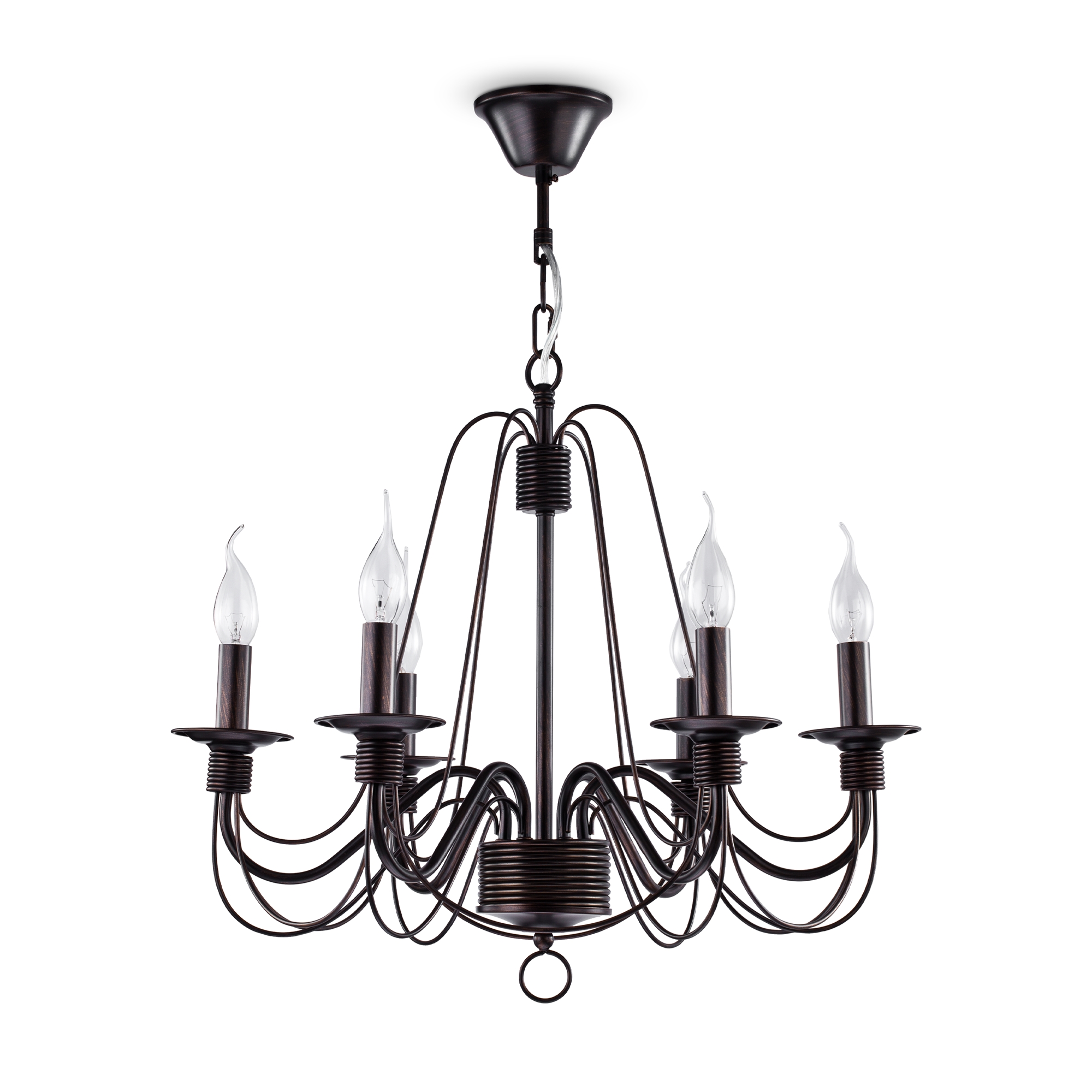 обвитых веревкой. Серия имеет два цвета - белый с золотом и коричневый. Люстра Freya FR2046-PL-06-BR