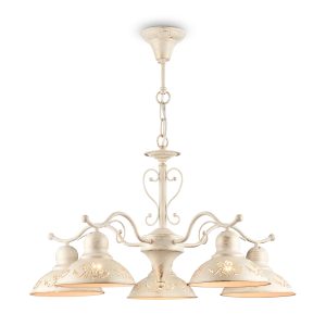 Светильники выполнены из металла цвета кремового золота. На плафонах светильников ажурно вырезаны узоры