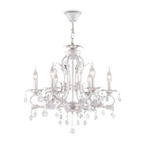 Серия светильников с дубовыми листочками и розетками в виде распустившегося цветка в отделке "белое золото"