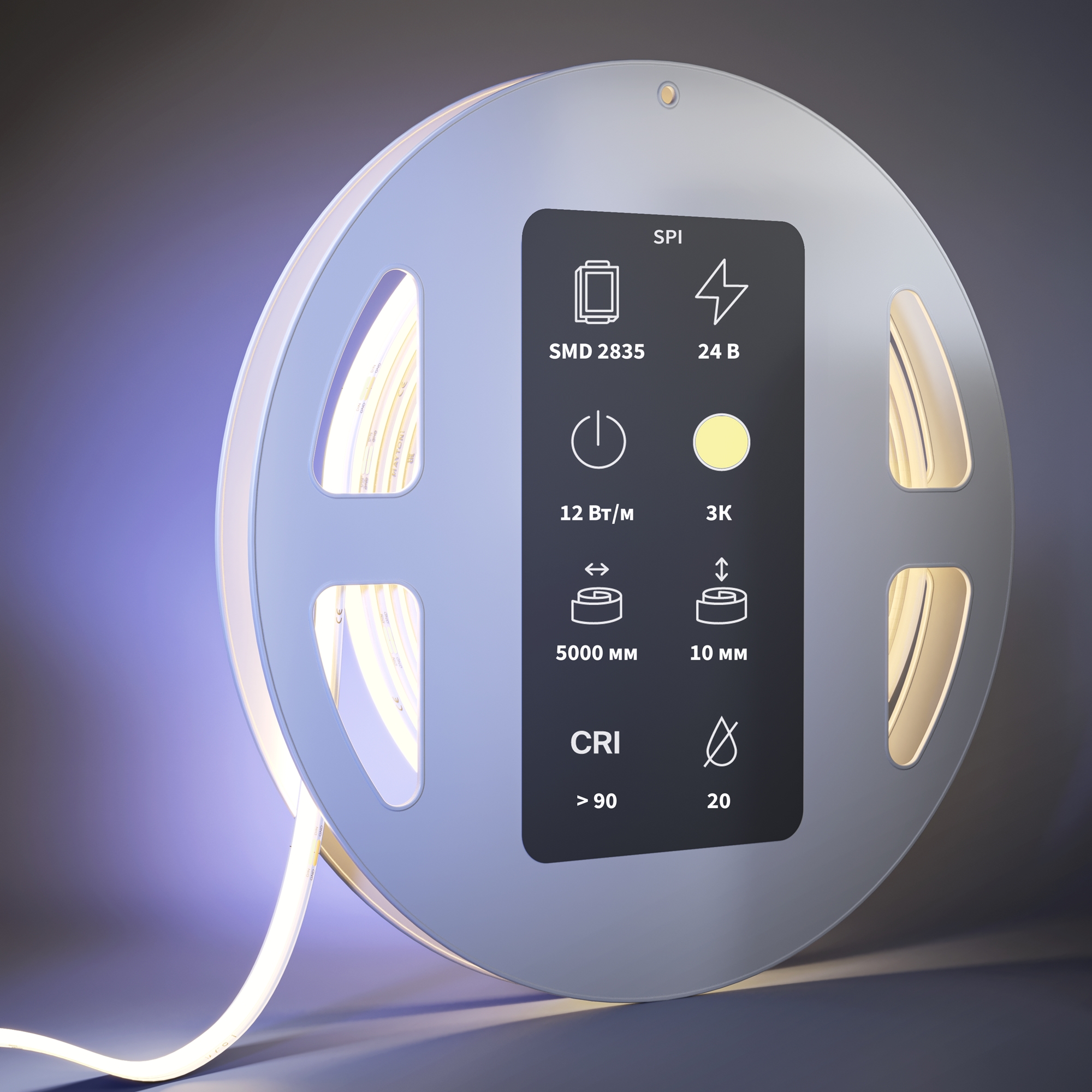 Светодиодная лента 24В COB 12Вт/м 3000K 5м IP 20 201254 Светодиодная лента Led Strip 201254 — изображение 2