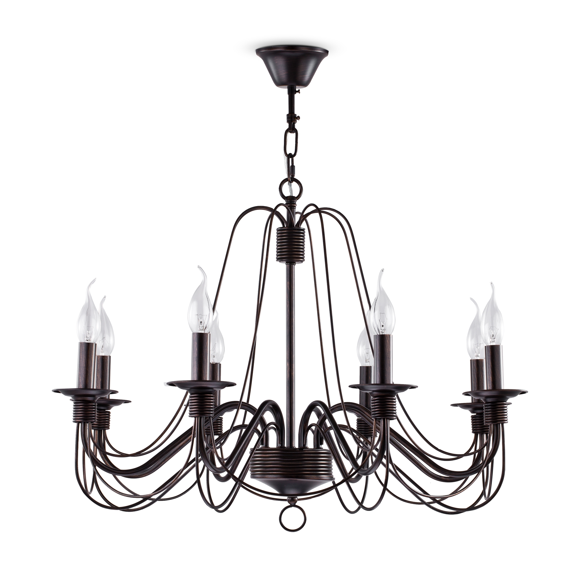 Серия светильников в классическом стиле. Подсвечники и основание для крепления рожков выполнены в виде катушек