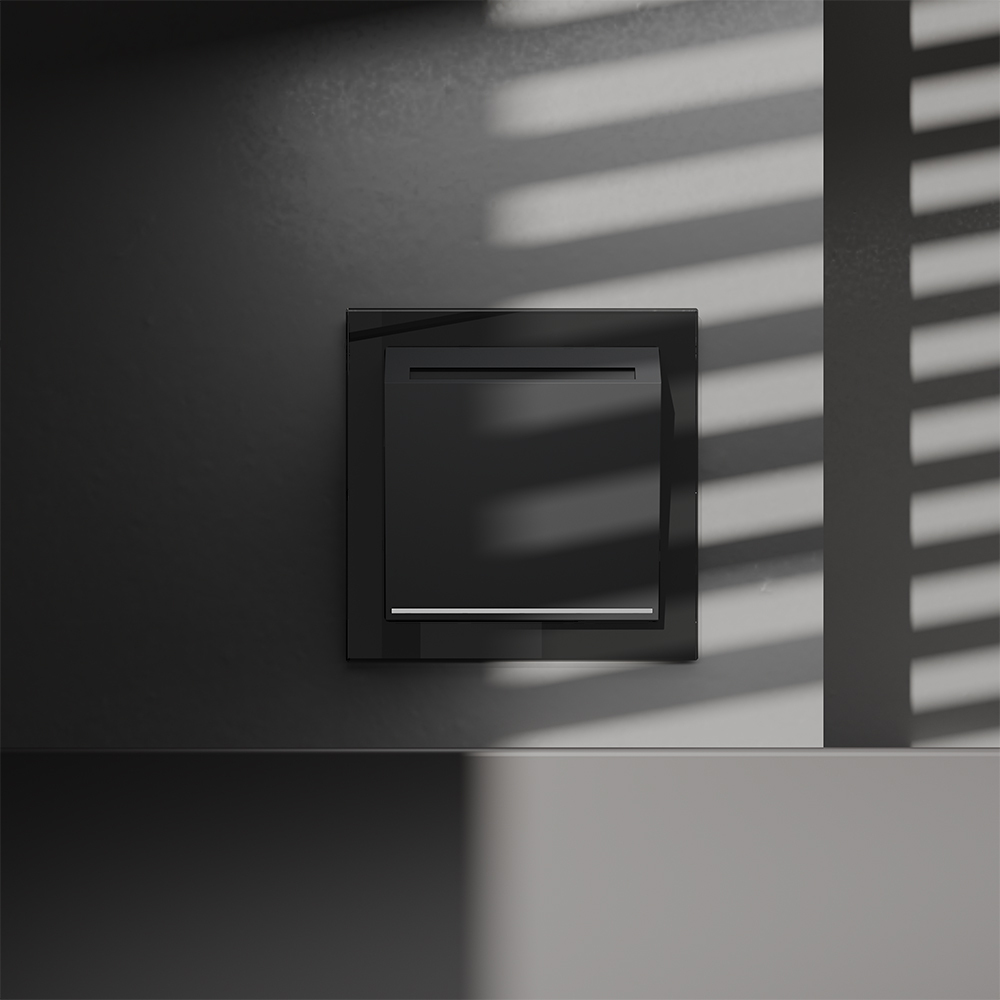 Выключатель встраиваемый VOLTUM S70 карточный 16А, (черный матовый) — изображение 2