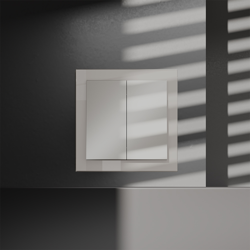 Перекрестный переключатель встраиваемый VOLTUM S70 двухклавишный 10А, (кашемир) — изображение 2