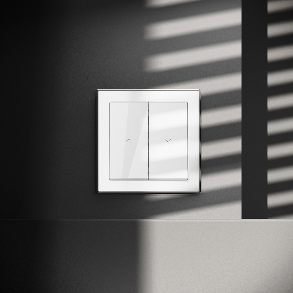 Выключатель встраиваемый VOLTUM S70 для жалюзи 10А, (белый глянцевый) — изображение 2