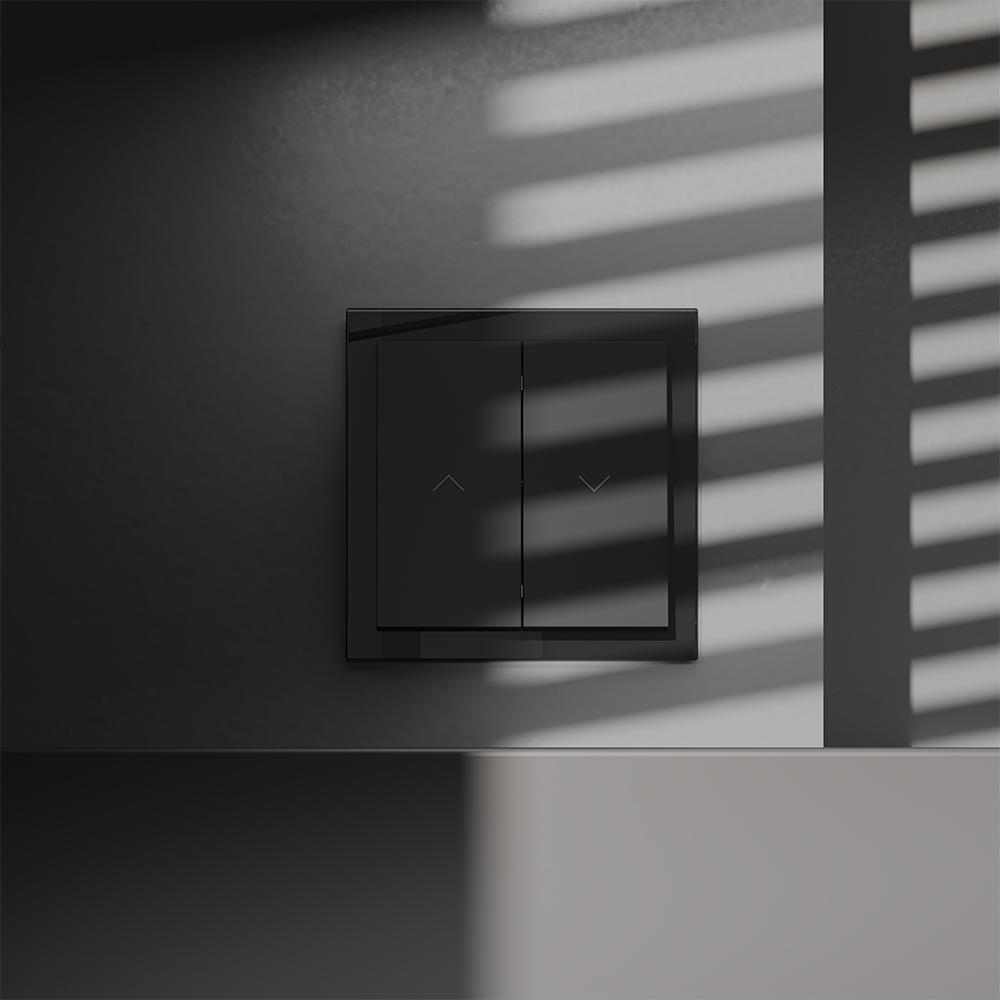 Выключатель встраиваемый VOLTUM S70 для жалюзи 10А, (черный матовый) — изображение 2