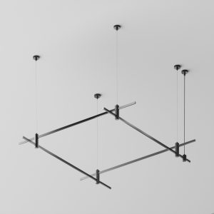 Готовая конструкция квадратная двухуровневая на тросовых подвесах Hang без светильников и блока питания