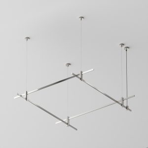 Готовая конструкция квадратная двухуровневая на тросовых подвесах Hang без светильников и блока питания