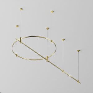 Готовая конструкция круглая + прямая двухуровневая на тросовых подвесах Hang без светильников и блока питания