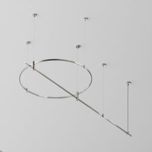 Готовая конструкция круглая + прямая двухуровневая на тросовых подвесах Hang без светильников и блока питания