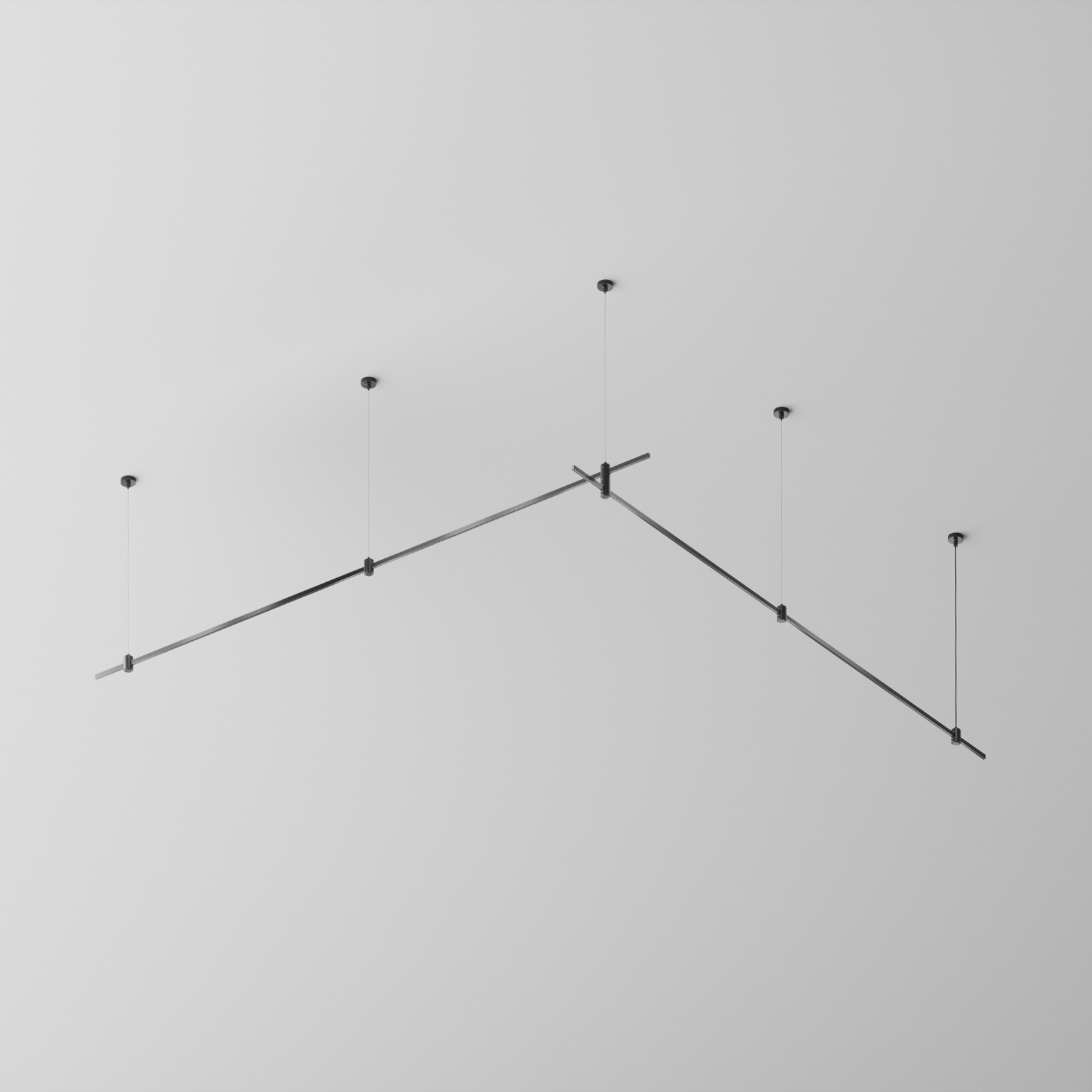 Готовая конструкция прямая двухуровневая на тросовых подвесах Hang без светильников и блока питания